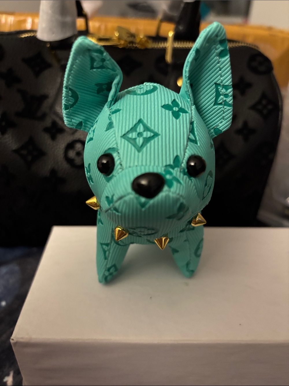 Designer-Style Teal Dog Keychain Accessory - Picture 5 of 5